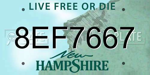8EF7667 New Hampshire License Plate