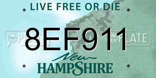 8EF911 New Hampshire License Plate
