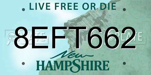 8EFT662 New Hampshire License Plate