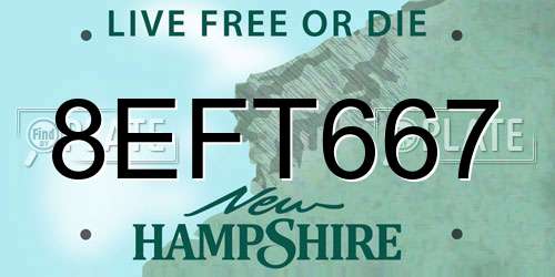 8EFT667 New Hampshire License Plate