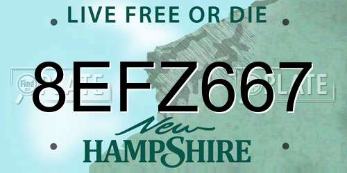 8EFZ667 New Hampshire License Plate