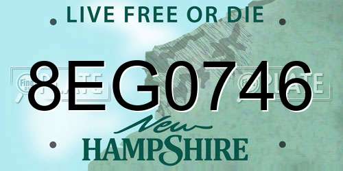 8EG0746 New Hampshire License Plate