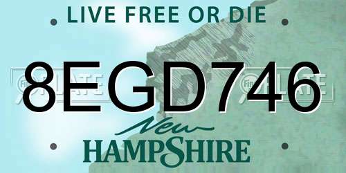 8EGD746 New Hampshire License Plate
