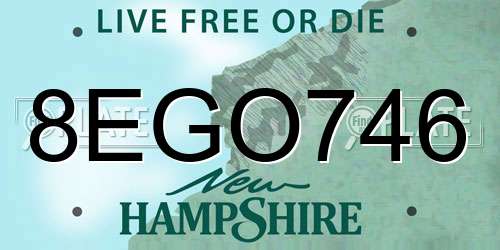 8EGO746 New Hampshire License Plate