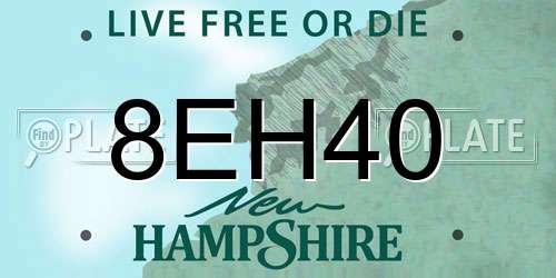 8EH40 New Hampshire License Plate