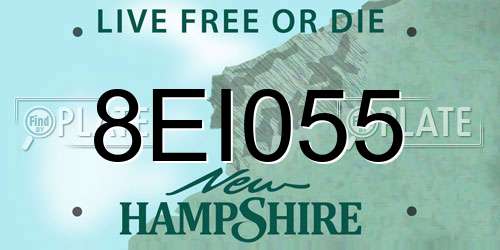 8EI055 New Hampshire License Plate