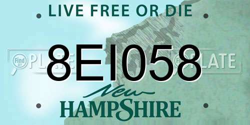 8EI058 New Hampshire License Plate