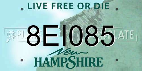 8EI085 New Hampshire License Plate