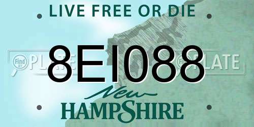 8EI088 New Hampshire License Plate