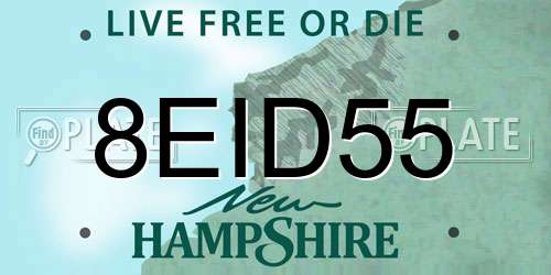 8EID55 New Hampshire License Plate