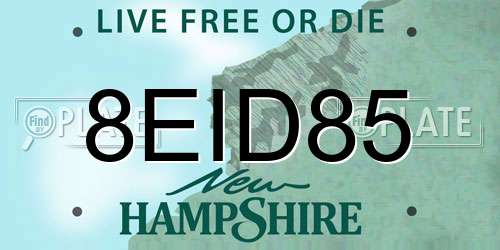 8EID85 New Hampshire License Plate