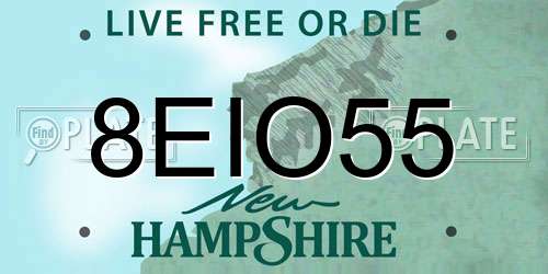 8EIO55 New Hampshire License Plate