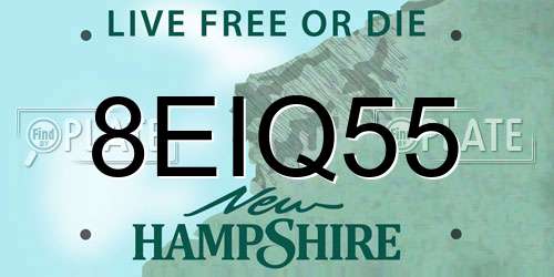 8EIQ55 New Hampshire License Plate
