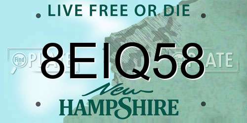 8EIQ58 New Hampshire License Plate
