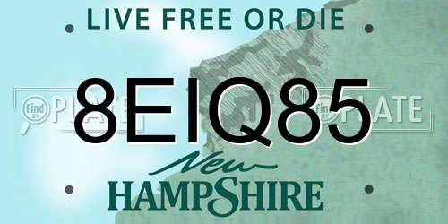 8EIQ85 New Hampshire License Plate