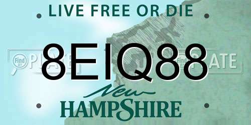 8EIQ88 New Hampshire License Plate