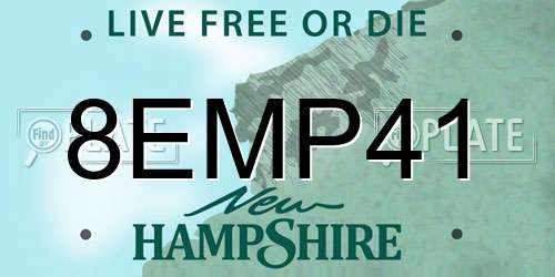 8EMP41 New Hampshire License Plate