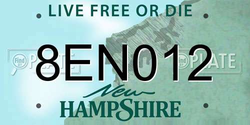 8EN012 New Hampshire License Plate