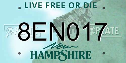 8EN017 New Hampshire License Plate