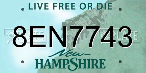 8EN7743 New Hampshire License Plate
