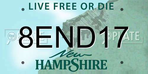 8END17 New Hampshire License Plate