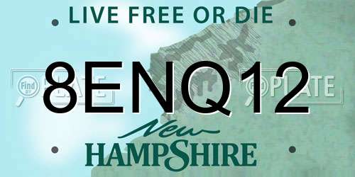 8ENQ12 New Hampshire License Plate
