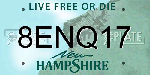 8ENQ17 New Hampshire License Plate