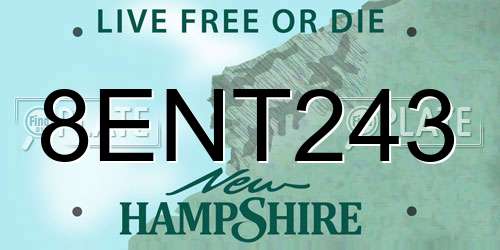 8ENT243 New Hampshire License Plate