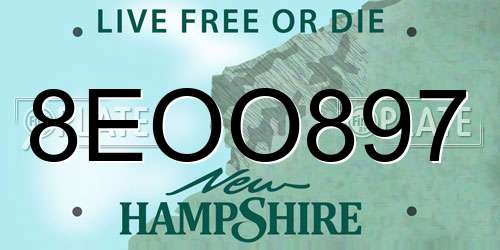 8EOO897 New Hampshire License Plate