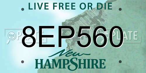 8EP560 New Hampshire License Plate