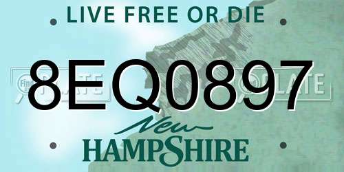 8EQ0897 New Hampshire License Plate