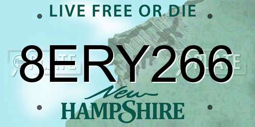 8ERY266 New Hampshire License Plate