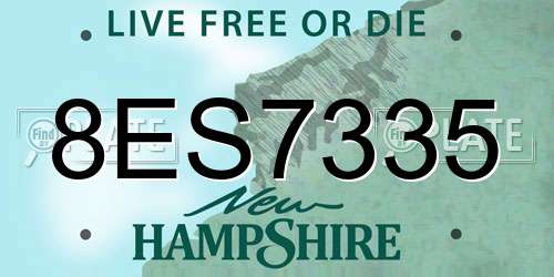 8ES7335 New Hampshire License Plate