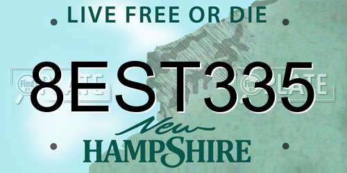 8EST335 New Hampshire License Plate