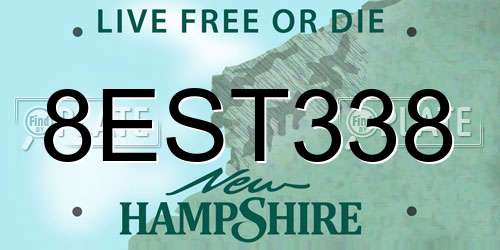 8EST338 New Hampshire License Plate