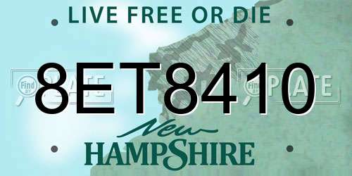 8ET8410 New Hampshire License Plate