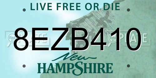 8EZB410 New Hampshire License Plate