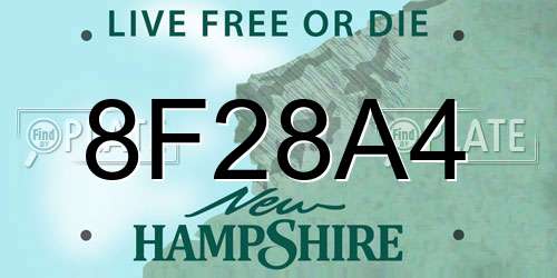 8F28A4 New Hampshire License Plate
