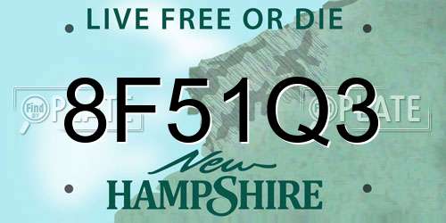 8F51Q3 New Hampshire License Plate
