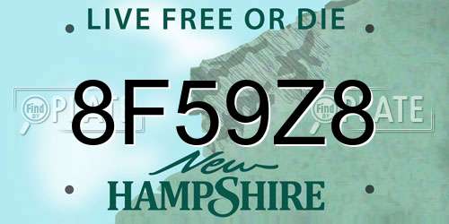 8F59Z8 New Hampshire License Plate