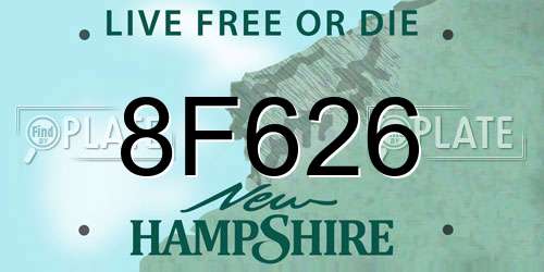 8F626 New Hampshire License Plate