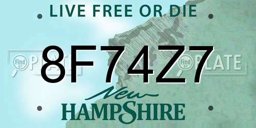 8F74Z7 New Hampshire License Plate