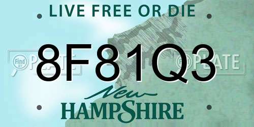 8F81Q3 New Hampshire License Plate