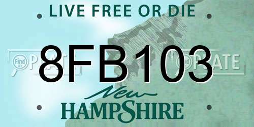 8FB103 New Hampshire License Plate