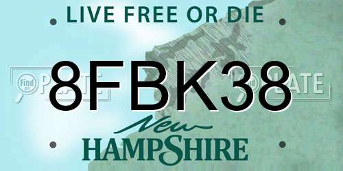 8FBK38 New Hampshire License Plate