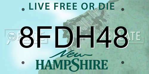 8FDH48 New Hampshire License Plate