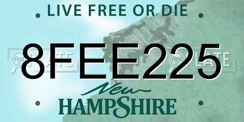 8FEE225 New Hampshire License Plate