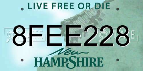 8FEE228 New Hampshire License Plate