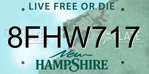 8FHW717 New Hampshire License Plate