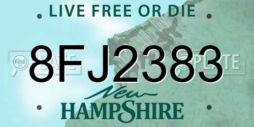 8FJ2383 New Hampshire License Plate